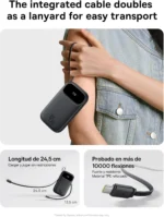 Baseus Powerbank 45W 20000mAh com 2 Cabos USB-C Integrados - Image 4